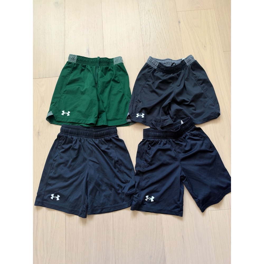 4 pairs Under Armour Boys Athletic Shorts bundle Lot Black green Size xs kids